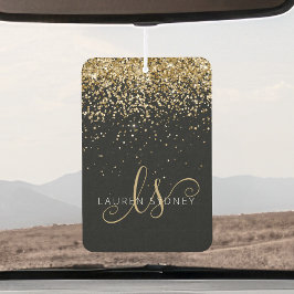 Gold Glitter Glam Monogram Naam Luchtverfrisser