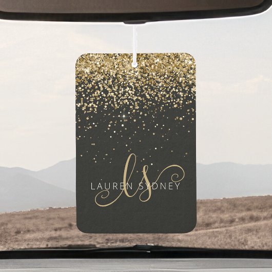 Gold Glitter Glam Monogram Naam Luchtverfrisser