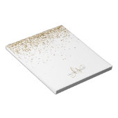 Gold Glitter Glam Monogram Naam Notitieblok (Schuin)