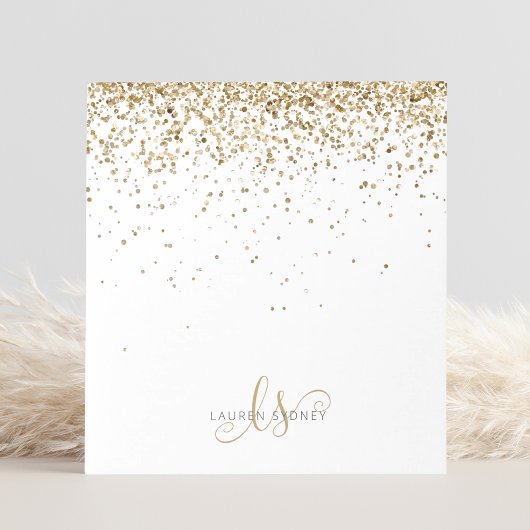 Gold Glitter Glam Monogram Naam Notitieblok