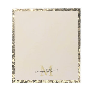 Gold Glitter Glam Monogram Naam Notitieblok