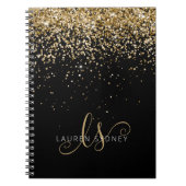 Gold Glitter Glam Monogram Naam Notitieboek (Voorkant)