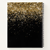 Gold Glitter Glam Monogram Naam Notitieboek (Achterkant)
