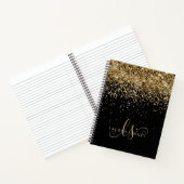 Gold Glitter Glam Monogram Naam Notitieboek (Binnen)