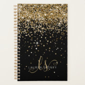 Gold Glitter Glam Monogram Naam Planner (Voorkant)