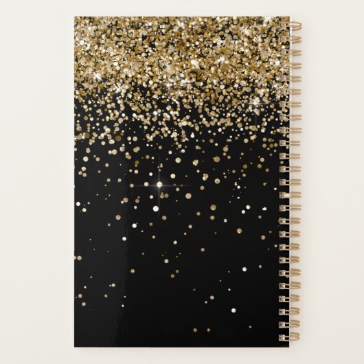 Gold Glitter Glam Monogram Naam Planner (Achterkant)