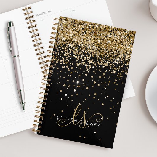 Gold Glitter Glam Monogram Naam Planner
