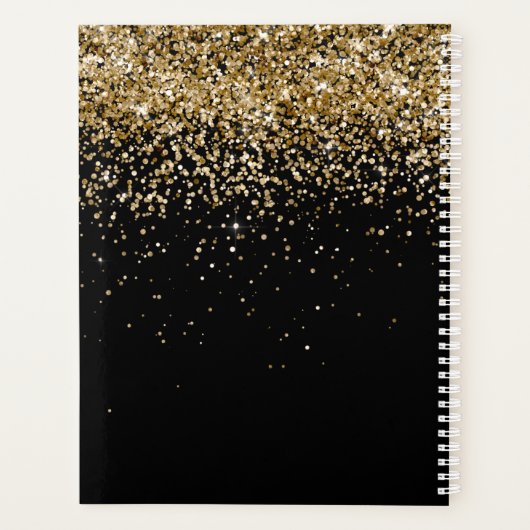 Gold Glitter Glam Monogram Naam Planner (Achterkant)