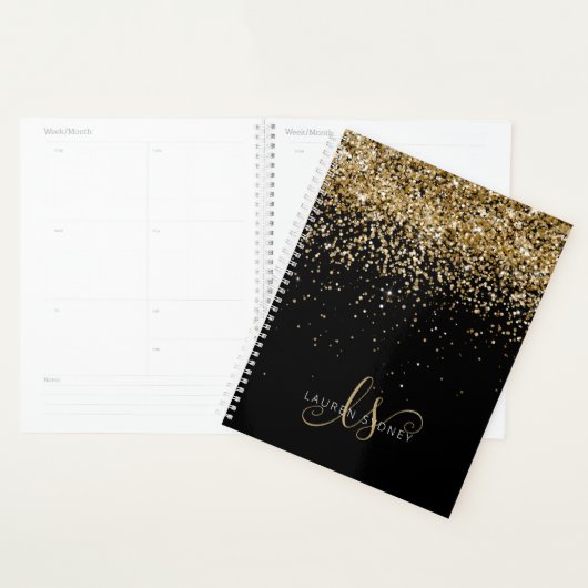 Gold Glitter Glam Monogram Naam Planner (Display)