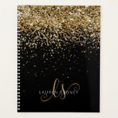 Gold Glitter Glam Monogram Naam Planner (Voorkant)