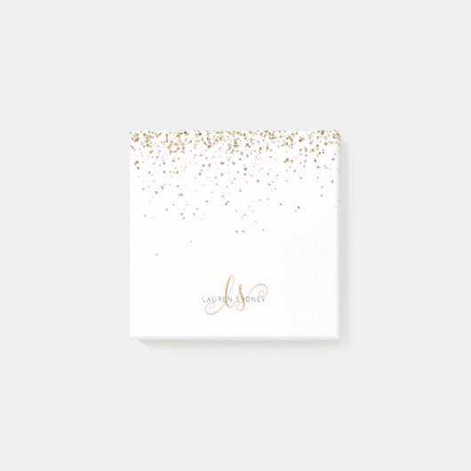 Gold Glitter Glam Monogram Naam Post-it® Notes (Voorkant)