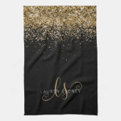 Gold Glitter Glam Monogram Naam Theedoek (Verticaal)