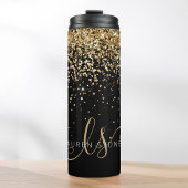 Gold Glitter Glam Monogram Naam Thermosbeker