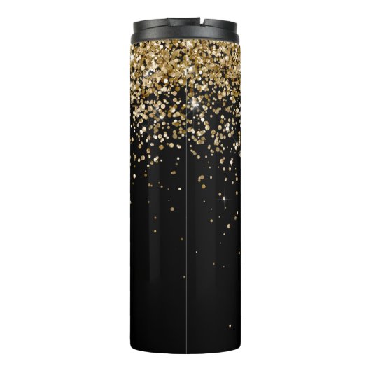 Gold Glitter Glam Monogram Naam Thermosbeker (Achterkant)