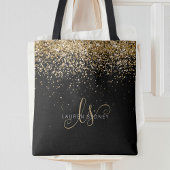 Gold Glitter Glam Monogram Naam Tote Bag