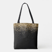 Gold Glitter Glam Monogram Naam Tote Bag (Achterkant)