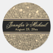 Gold Glitter Glam Ronde Sticker (Voorkant)