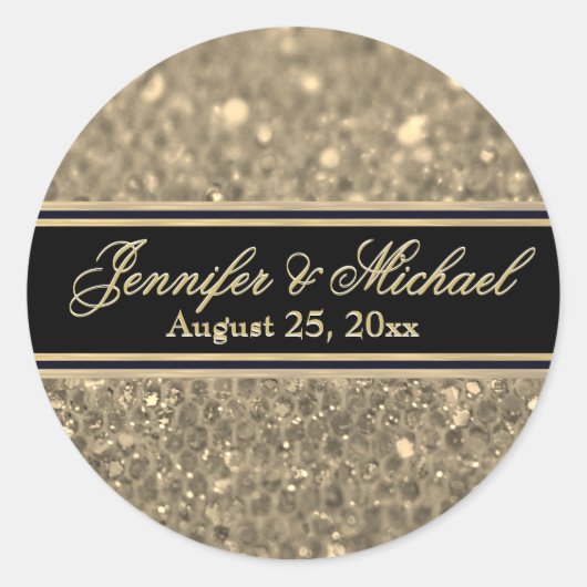 Gold Glitter Glam Ronde Sticker (Voorkant)