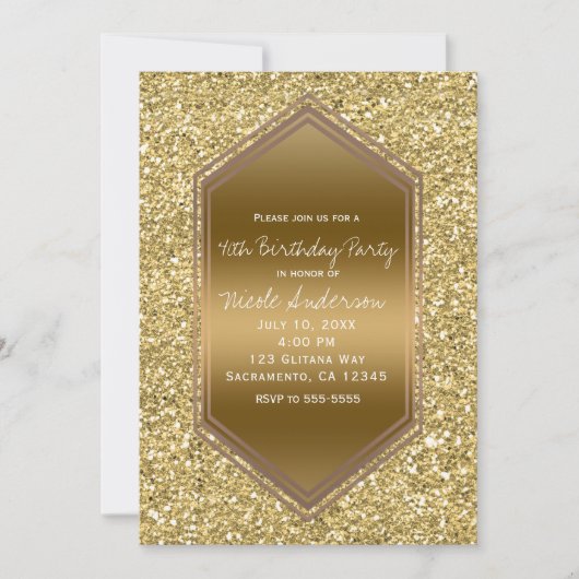 Gold Glitter Glam Shine Verjaardagsfeest Elk Evene Kaart (Voorkant)