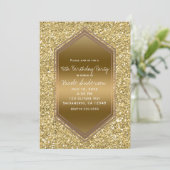 Gold Glitter Glam Shine Verjaardagsfeest Elk Evene Kaart (Staand voorkant)