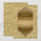 Gold Glitter Glam Shine Verjaardagsfeest Elk Evene Kaart (Voorkant / Achterkant)