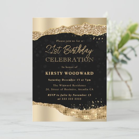 Gold Glitter Glam Tears Edges 21st Birthday Kaart (Staand voorkant)