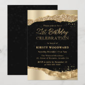 Gold Glitter Glam Tears Edges 21st Birthday Kaart (Voorkant / Achterkant)