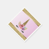 Gold Glitter Glam Unicorn Pink Birthday Party Servet (Hoek)