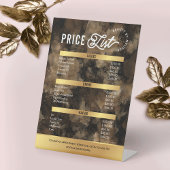 Gold Glitter Glam Watercolor Salon Services Menu Reclamebord Met Voetstuk