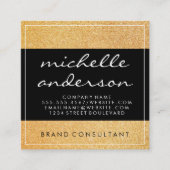 Gold Glitter Glamor Vierkante Visitekaartje (Voorkant)