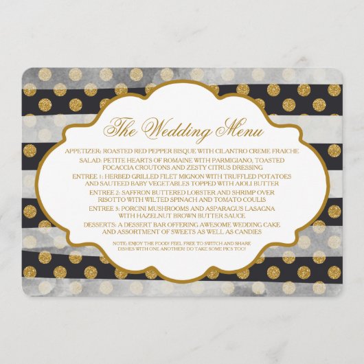 Gold Glitter Glamor Wedding Menu (Voorkant)