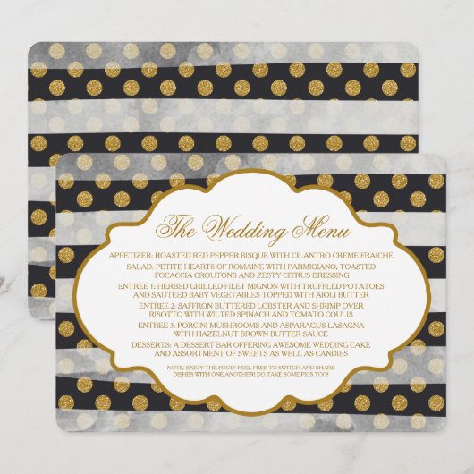 Gold Glitter Glamor Wedding Menu (Voorkant / Achterkant)