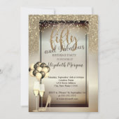 Gold Glitter Glass, Balloons 50e verjaardag Kaart (Voorkant)