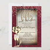 Gold Glitter Glass, Balloons Red 50th Birthday Kaart (Voorkant)