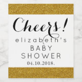 Gold Glitter, Glitter Background, Baby shower Wijn Etiket (Enkel label)