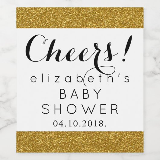 Gold Glitter, Glitter Background, Baby shower Wijn Etiket (Enkel label)