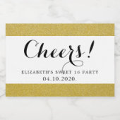 Gold Glitter, Glitter Background, Sweet 16 Sparkling Wijnetiket (Enkel label)