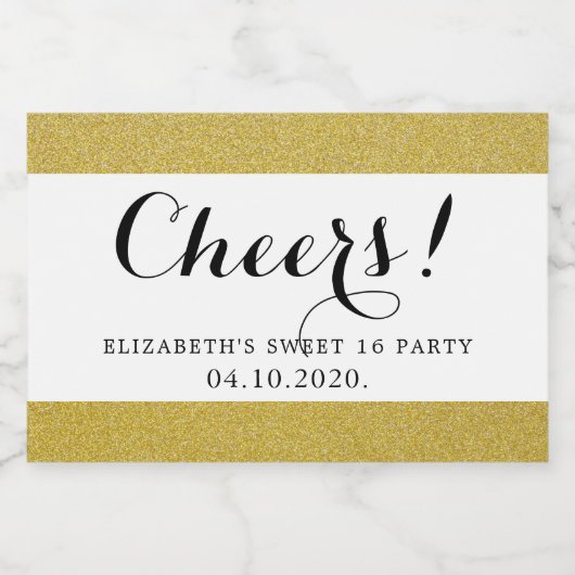 Gold Glitter, Glitter Background, Sweet 16 Sparkling Wijnetiket (Enkel label)