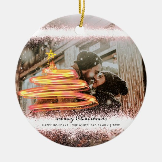 Gold Glitter Glow - kerstboom - foto Keramisch Ornament (Voorkant)