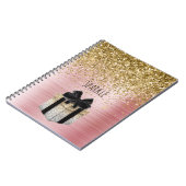 Gold Glitter Gold Gift Black Bow Notitieboek (Linkerzijde)