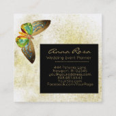 *~* Gold Glitter Gold Gilded Waterverf Butterfly Vierkante Visitekaartje (Achterkant)