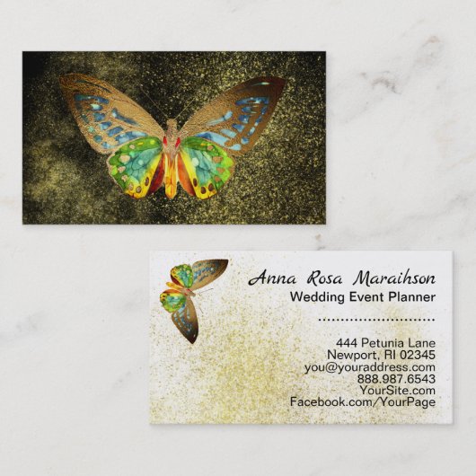 *~* Gold Glitter Gold Gilded Waterverf Butterfly Visitekaartje (Voorkant / Achterkant)