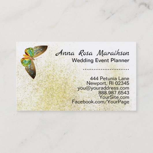 *~* Gold Glitter Gold Gilded Waterverf Butterfly Visitekaartje (Achterkant)