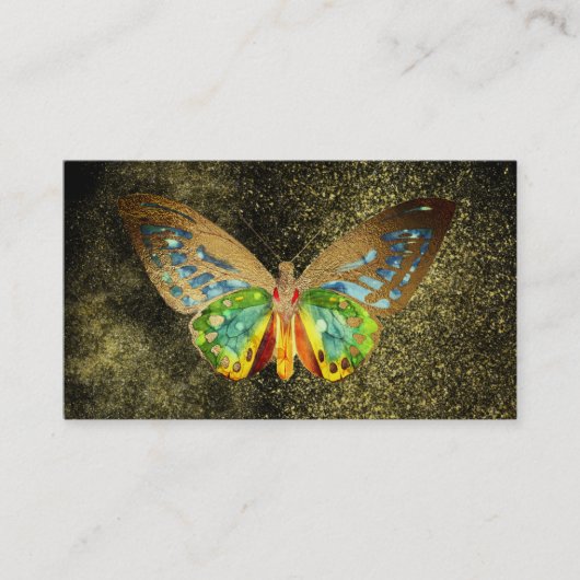 *~* Gold Glitter Gold Gilded Waterverf Butterfly Visitekaartje (Voorkant)