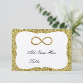 Gold Glitter Gold Infinetable Place Card Kaart (Staand voorkant)