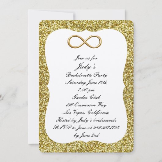 Gold Glitter Gold Infinity Bachelorette Party Kaart (Voorkant)