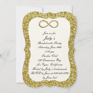 Gold Glitter Gold Infinity Bachelorette Party Kaart