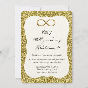 Gold Glitter Gold Infinity Bridesmaid Kaart
