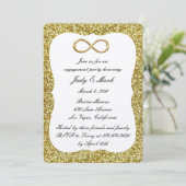 Gold Glitter Gold Infinity Engagement Party nodigt Kaart (Staand voorkant)