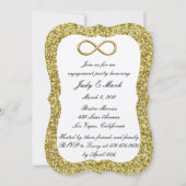 Gold Glitter Gold Infinity Engagement Party nodigt Kaart (Voorkant)